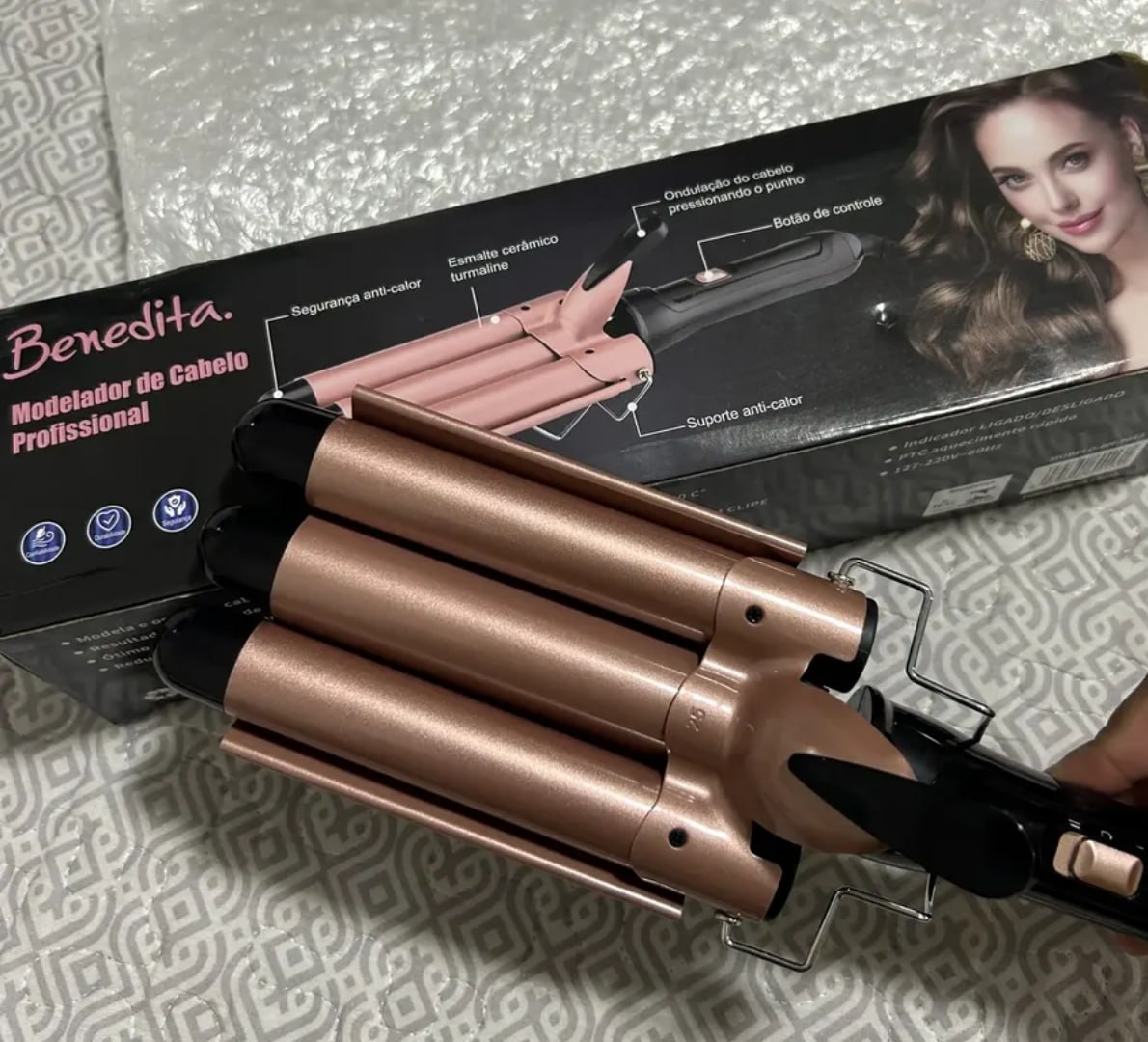✅ Chapinha Tripla Triondas Modelador De Cabelo