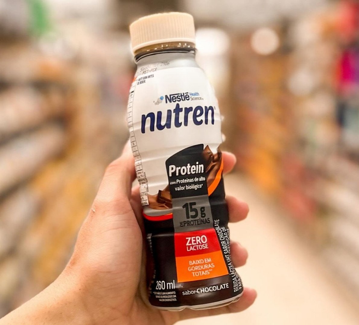 ✅ Bebida Láctea Nutren Protein 15g de proteínas Chocolate 260ml - 6 unidades