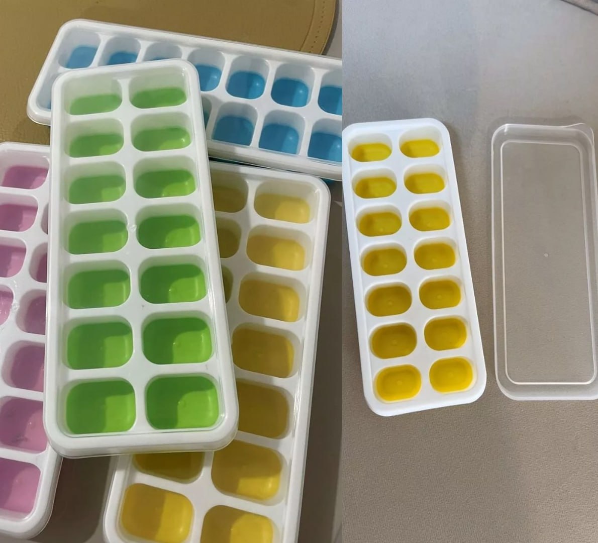 🧊 Kit 4 Formas de Gelo Silicone 14 Cubos com Tampa e Flexível