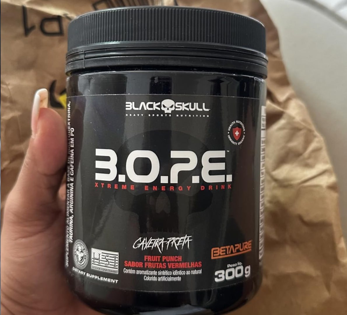 💪 Pré-Treino B.O.P.E. Black Skull, Sabor Frutas Vermelhas, 300g