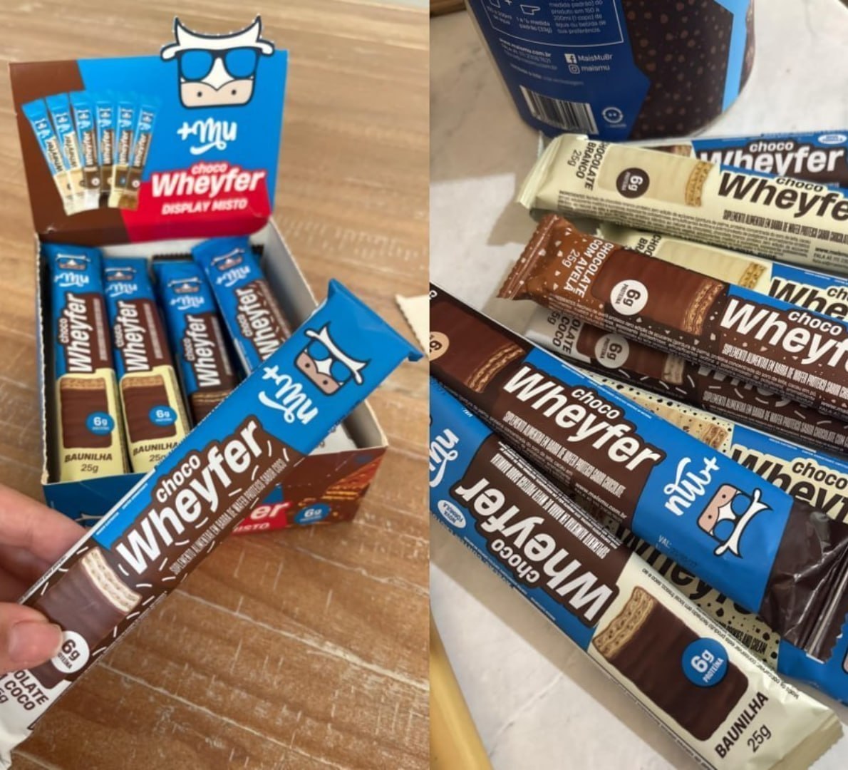💪 +Mu Chocowheyfer Proteico Caixa Mista - 12 unidades, 6g de proteína