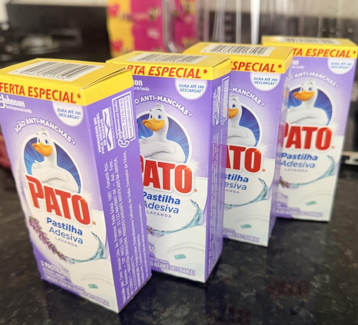 🫧 Pato Desinfetante Pastilha Sanitária Adesiva Lavanda, 3 unidades