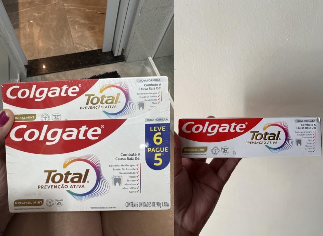 🦷 Colgate Total Original Mint Creme Dental Prevenção Ativa com Flúor 6x90g