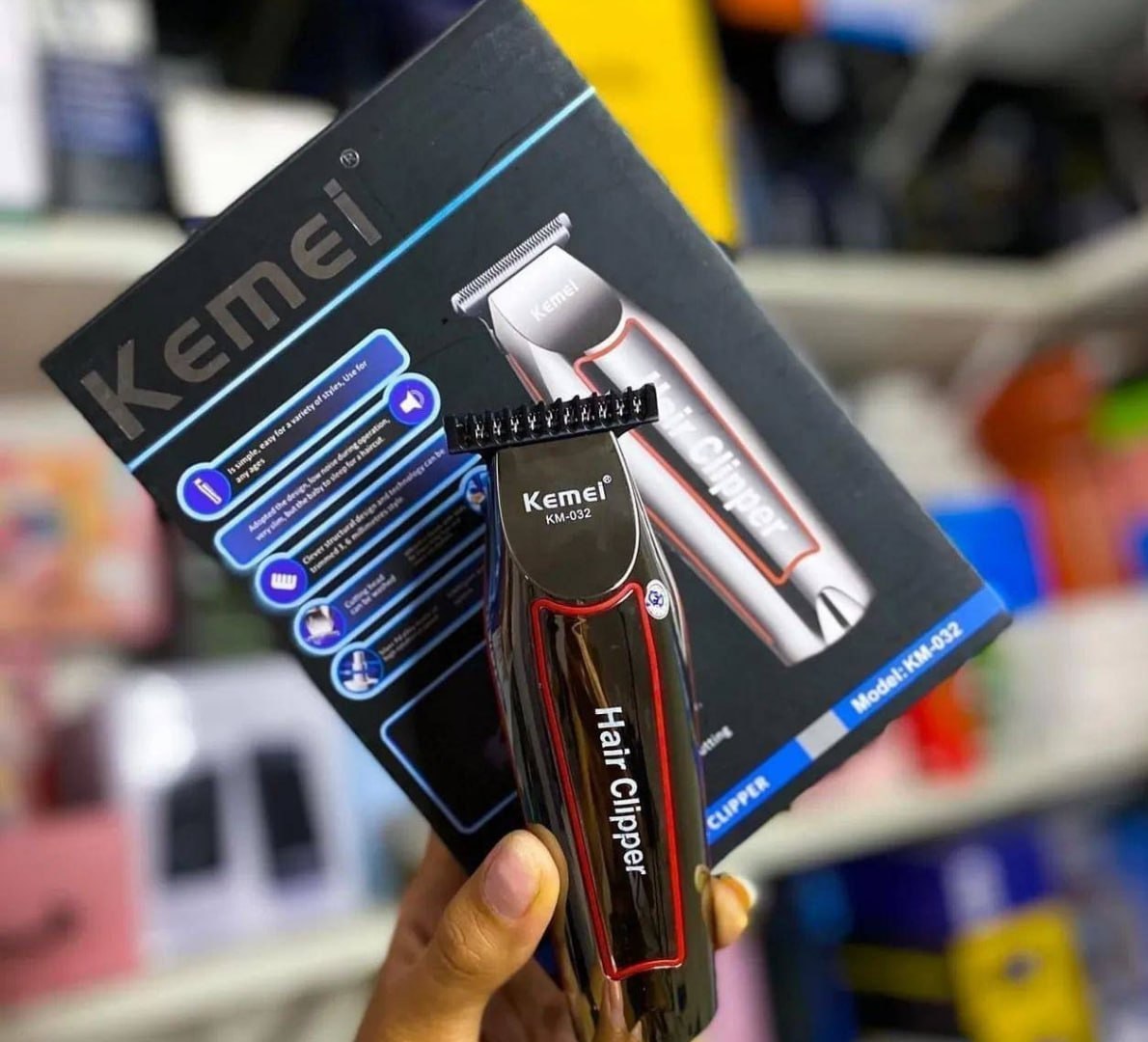 💈 Maquina Cortar Cabelo Aparar Barba Kemei Km-032