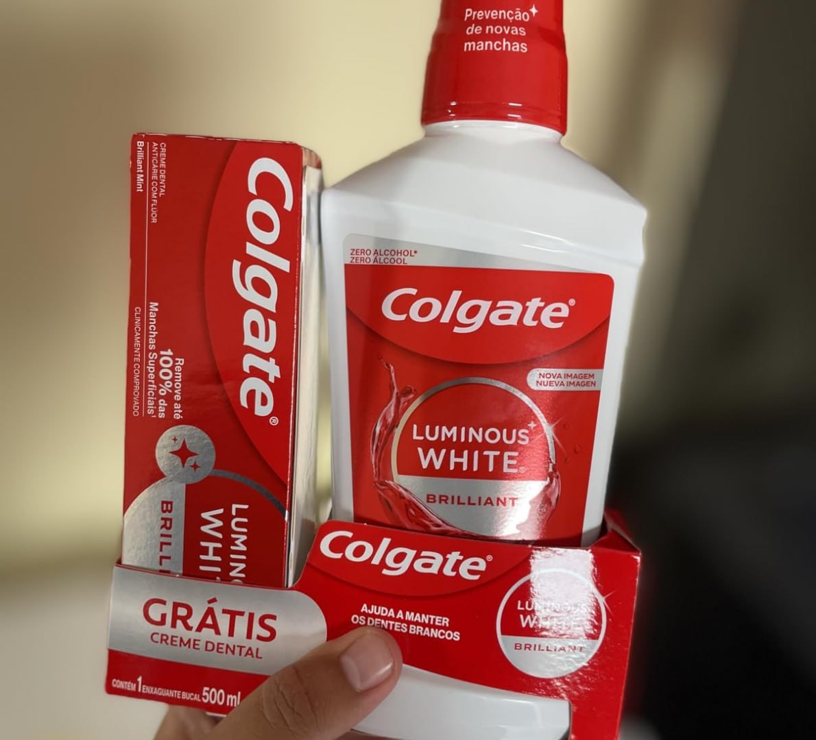 🪥 Kit Colgate Luminous White (Enxaguante 500ml + Creme Dental 70g)