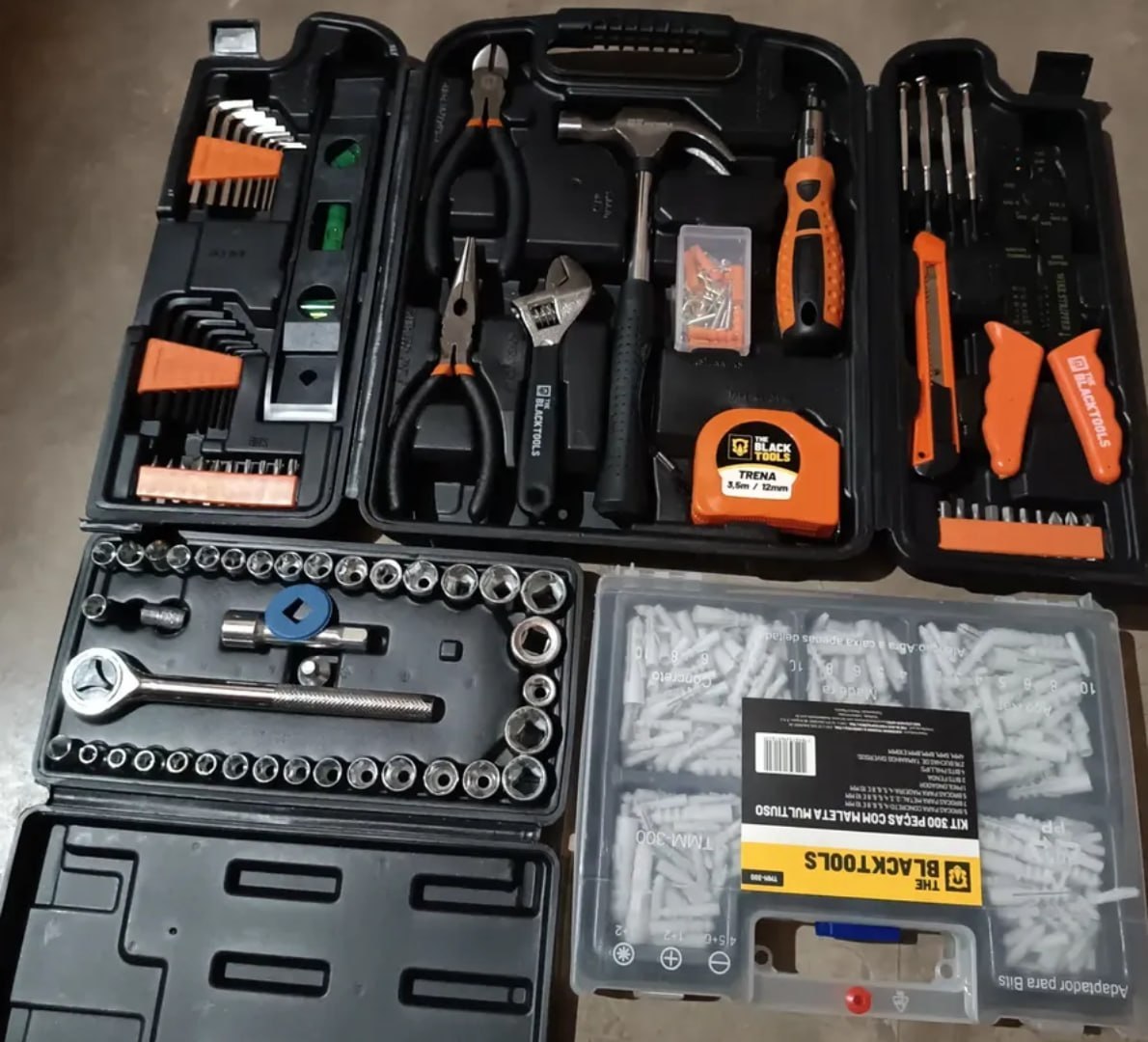 ✅ Kit Jogo De Ferramentas 129 Peças e 300 Peças Brocas E Buchas The Black Tools