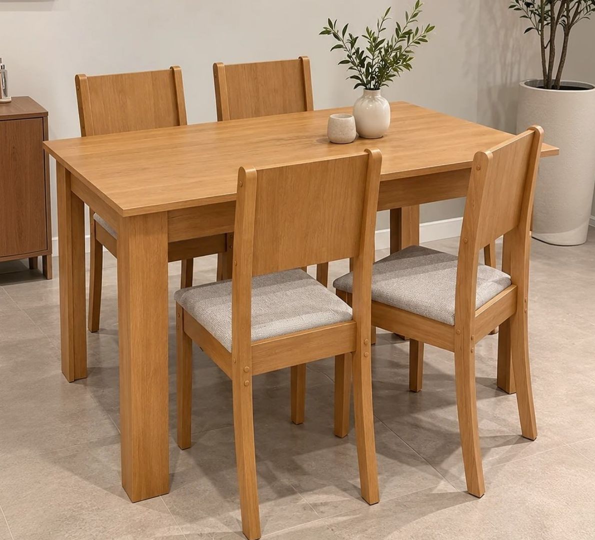 🪑 Conjunto Sala de Jantar, Mesa com 4 Cadeiras