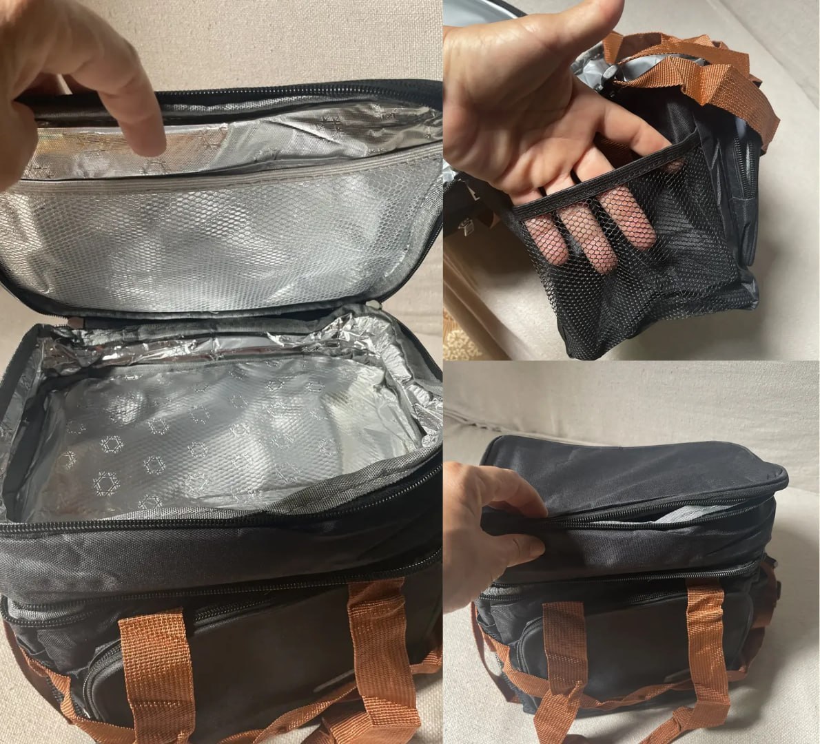 ✅ Bolsa Térmica Lancheira Alça Transversal Ajustável Removível, 2 Compartimentos