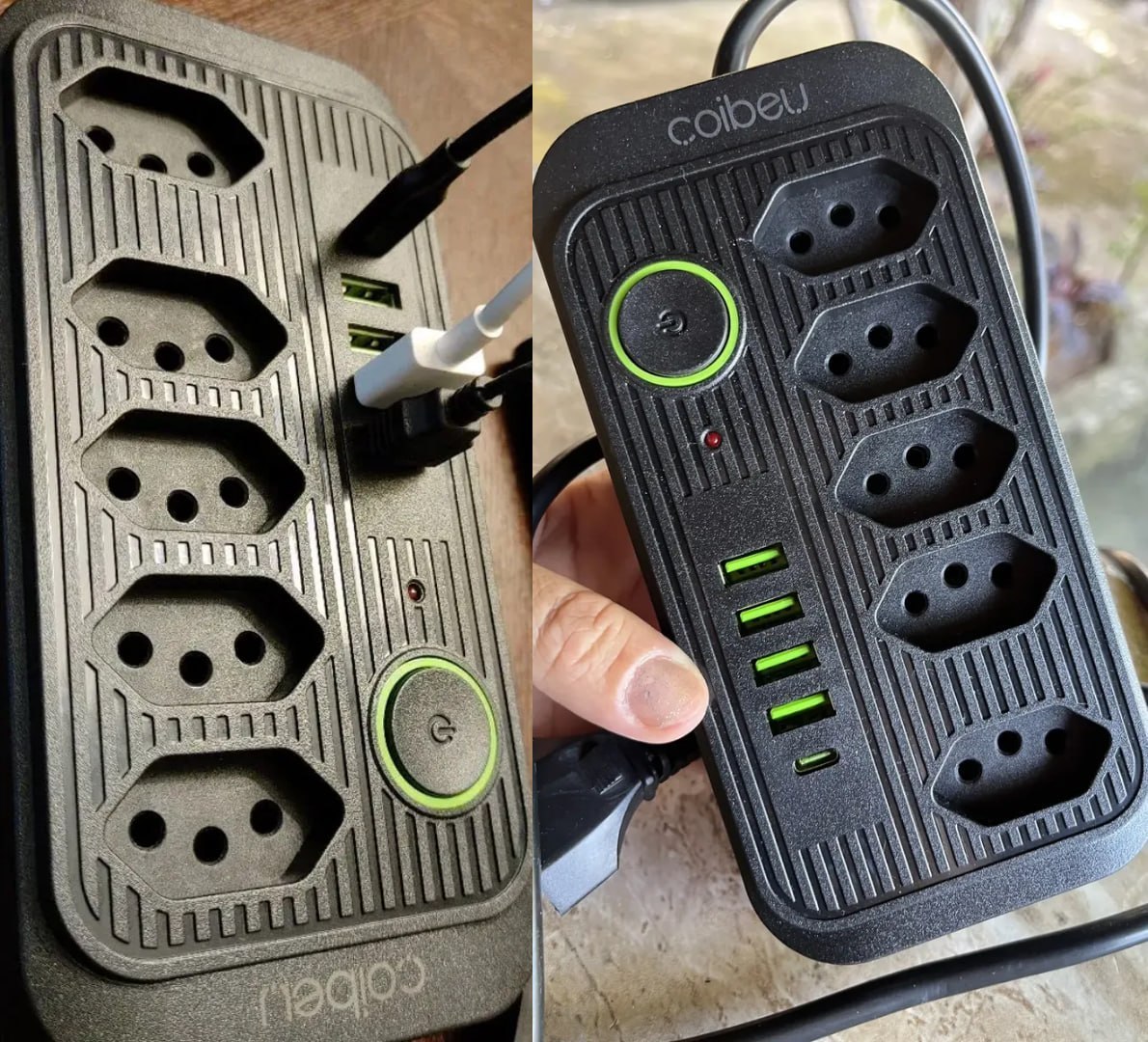 🔌 Extensão Coibeu 5 Tomadas + 4 USB Bivolt 2M