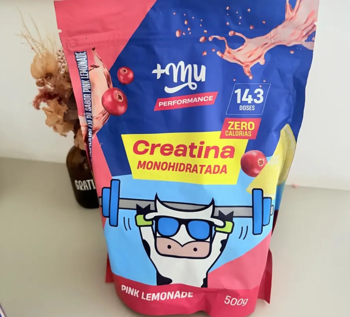💪 Creatina +Mu em Pó Limonada Rosa 500g