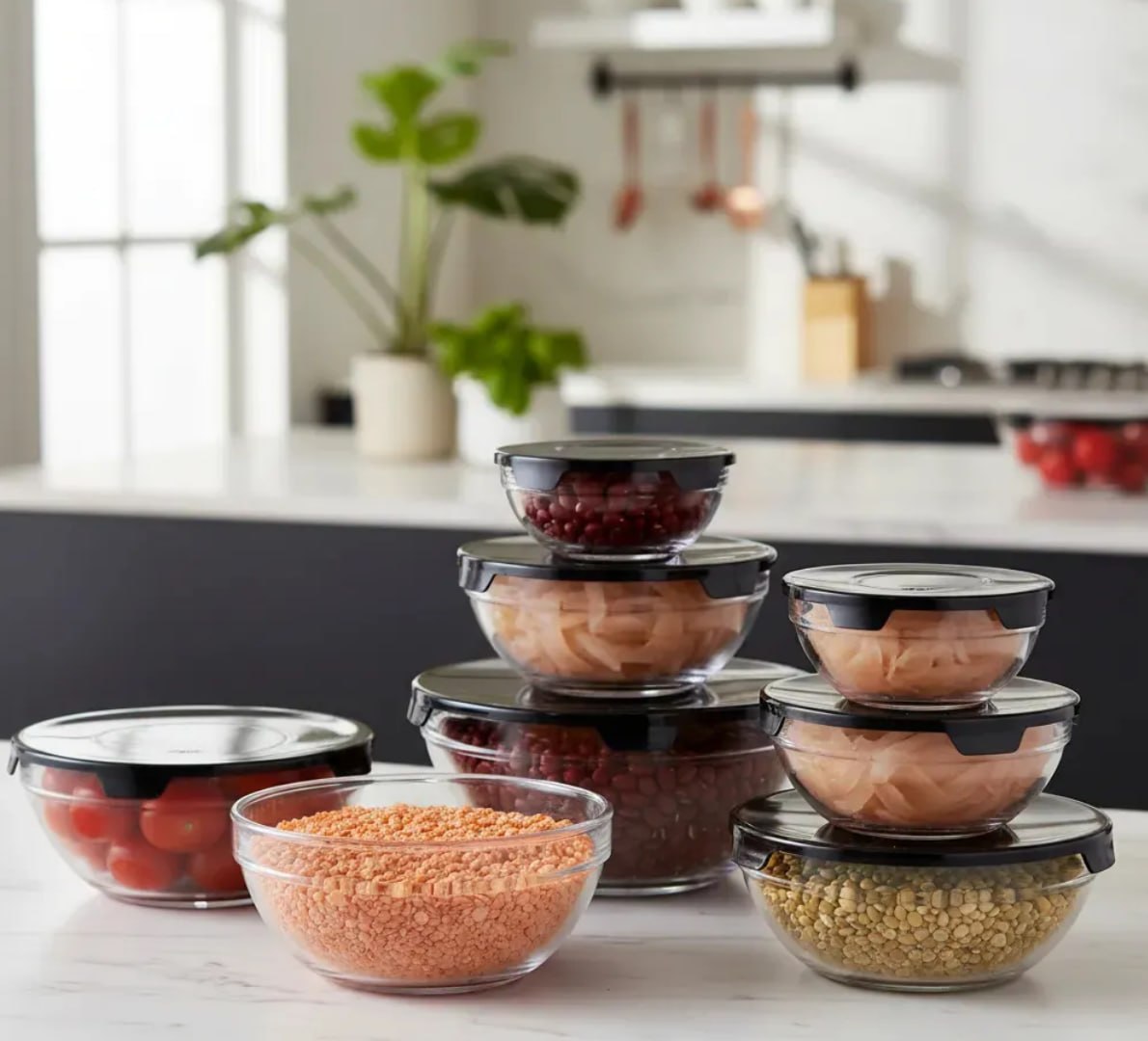 ✅ Conjunto 10 Potes Vidro Organizadores De Cozinha