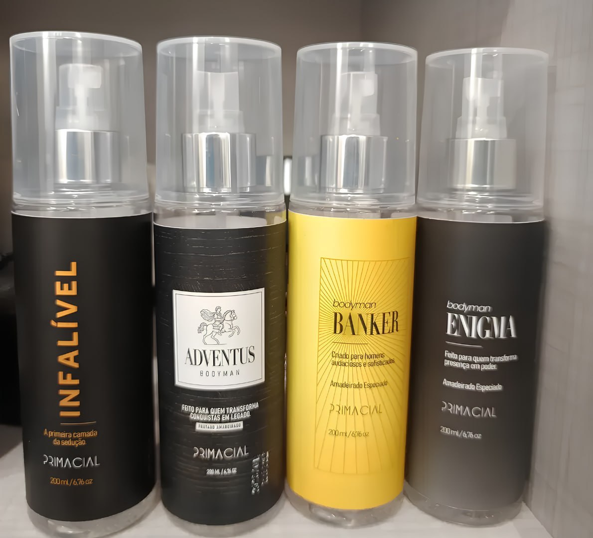 💨 Kit Body Splash (Infalível + Enigma + Banker + Adventus 200ml) - Primacial