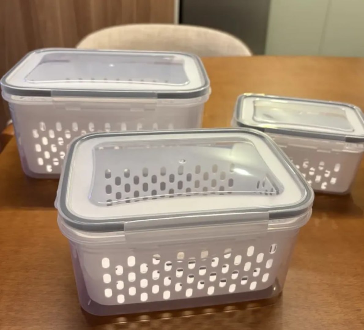 ✅ Kit 3 Organizadores Geladeira Com Tampa