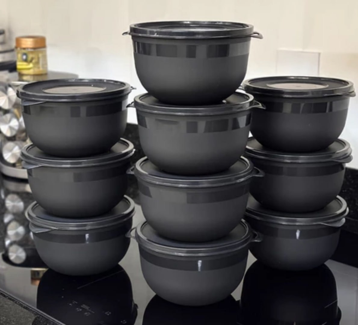 ✅ Kit 10 Potes Bowl 1300ml Plástico c/ Tampa