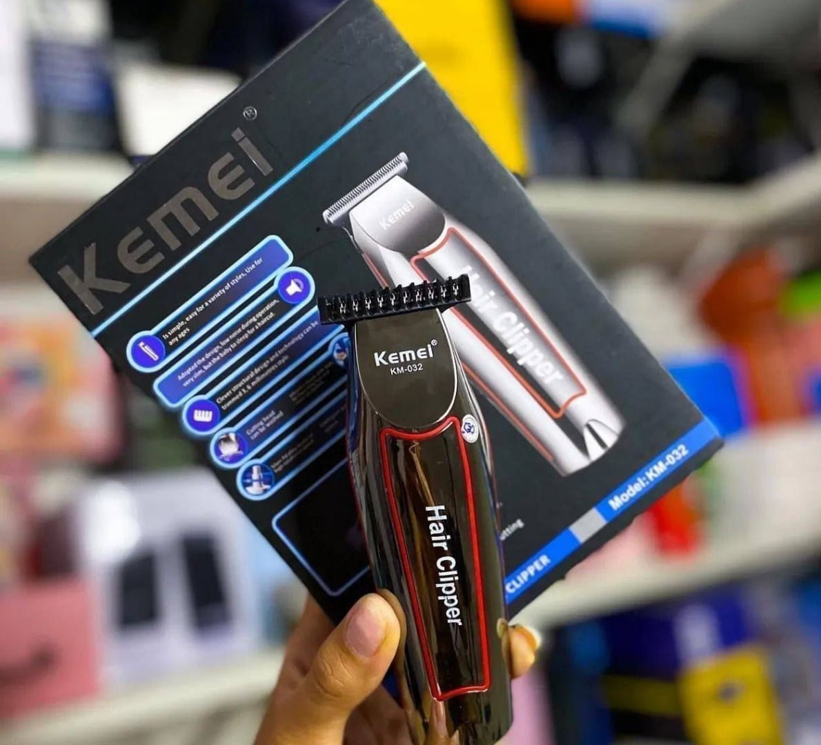 💈 Maquina Cortar Cabelo Aparar Barba Kemei Km-032