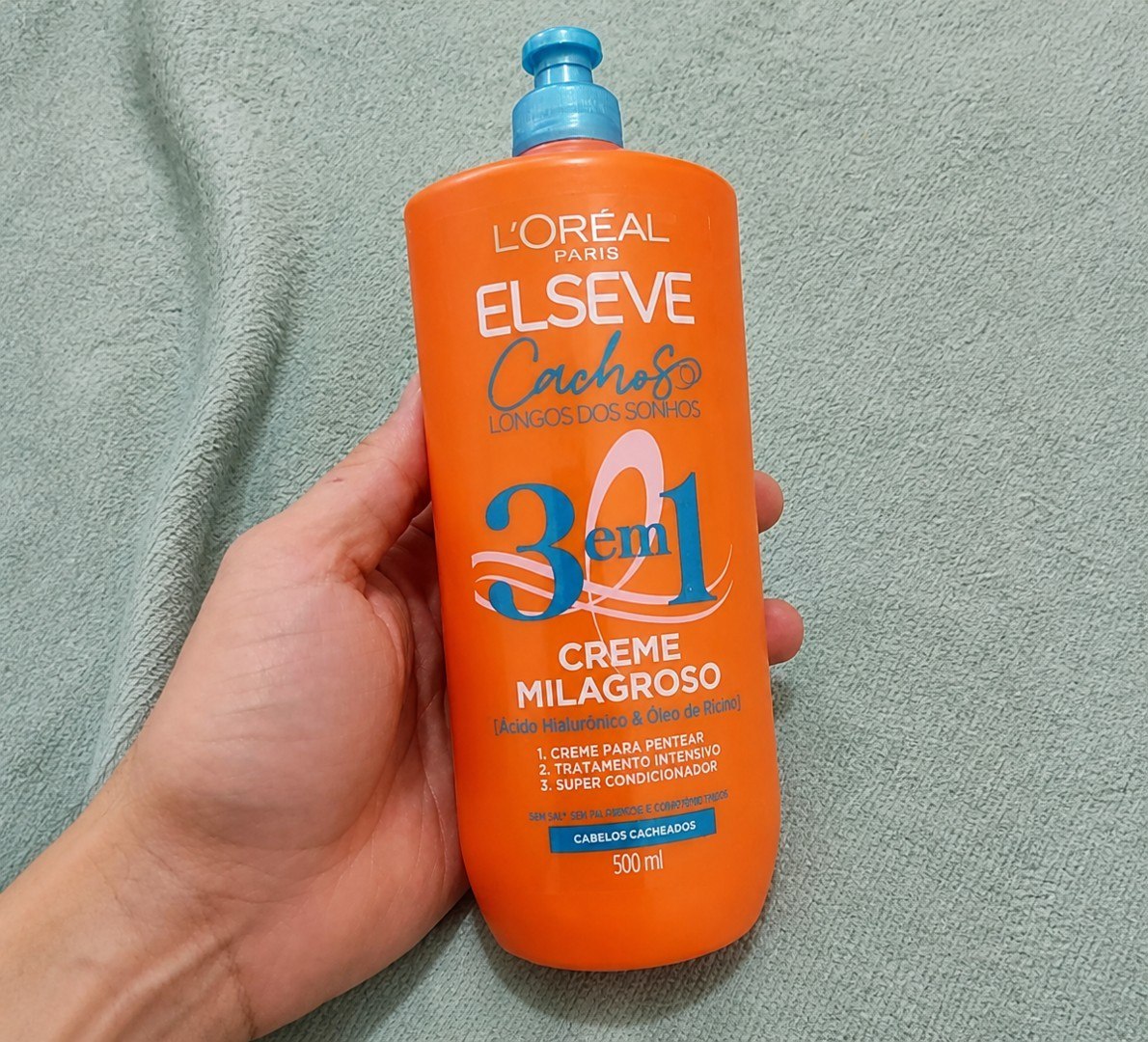 🧴 L'Oréal Paris Elseve Creme para Pentear Milagroso 3 Em 1 Cachos Longos Dos Sonhos 500ml