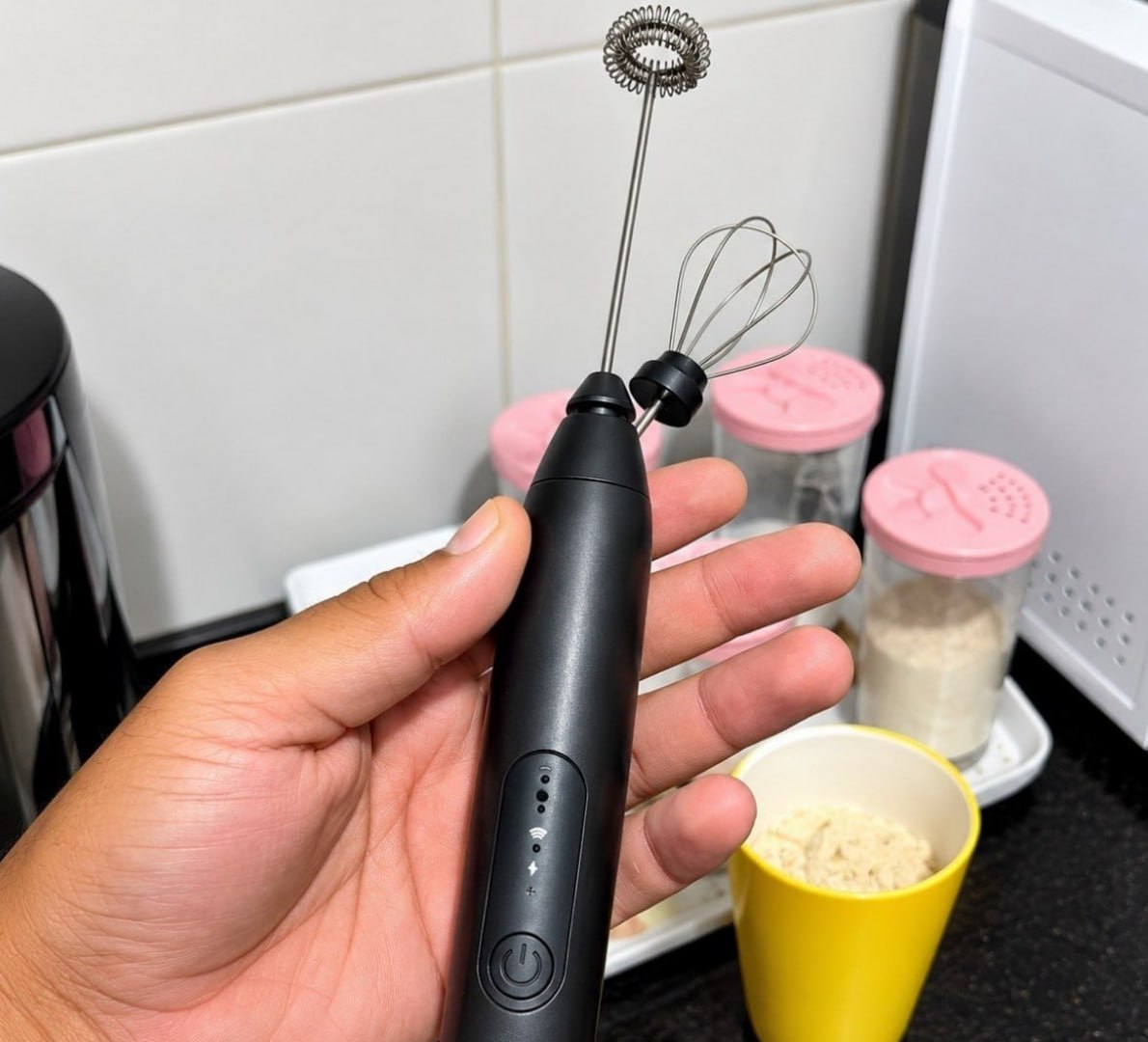 ✅ Mini Mixer Misturador De Bebidas Elétrico 2 Em 1 Portátil