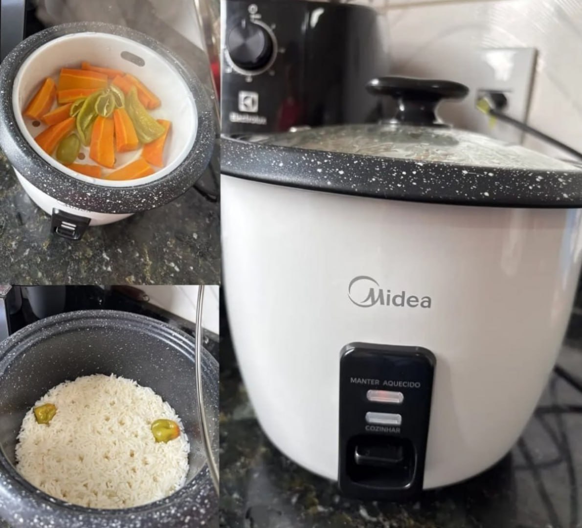 🍚 Panela De Arroz Elétrica Midea 7 Xícaras Tampa De Vidro - 127/220V