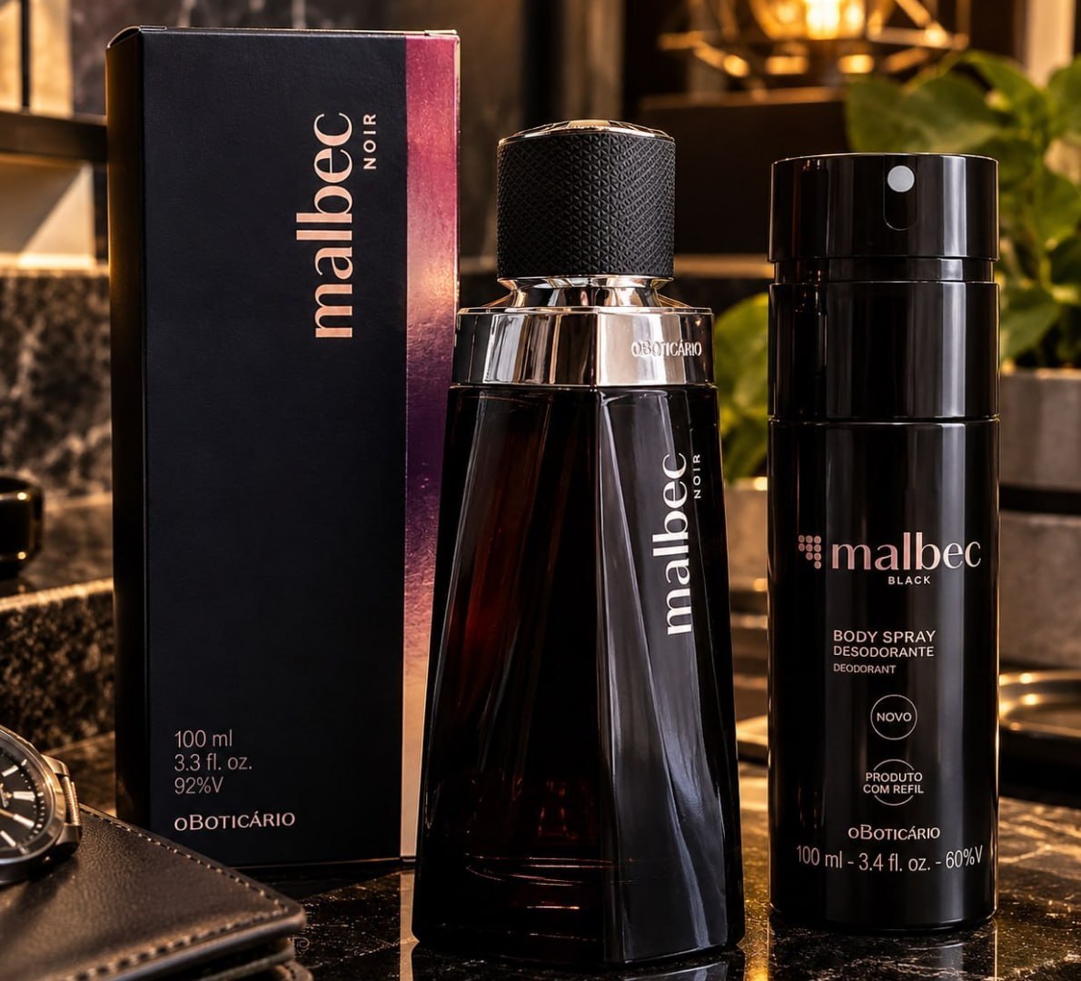 💨 Kit Perfume Boticário Malbec Noir e Black 100ml