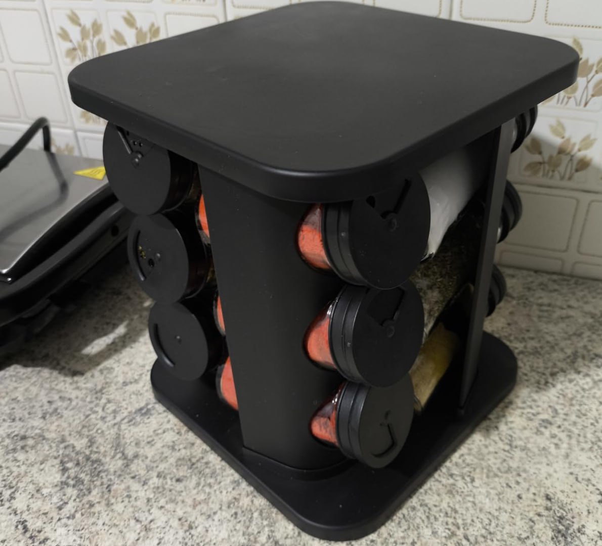 ✅ Porta Temperos Giratório 12 Potes De Vidro 85ml