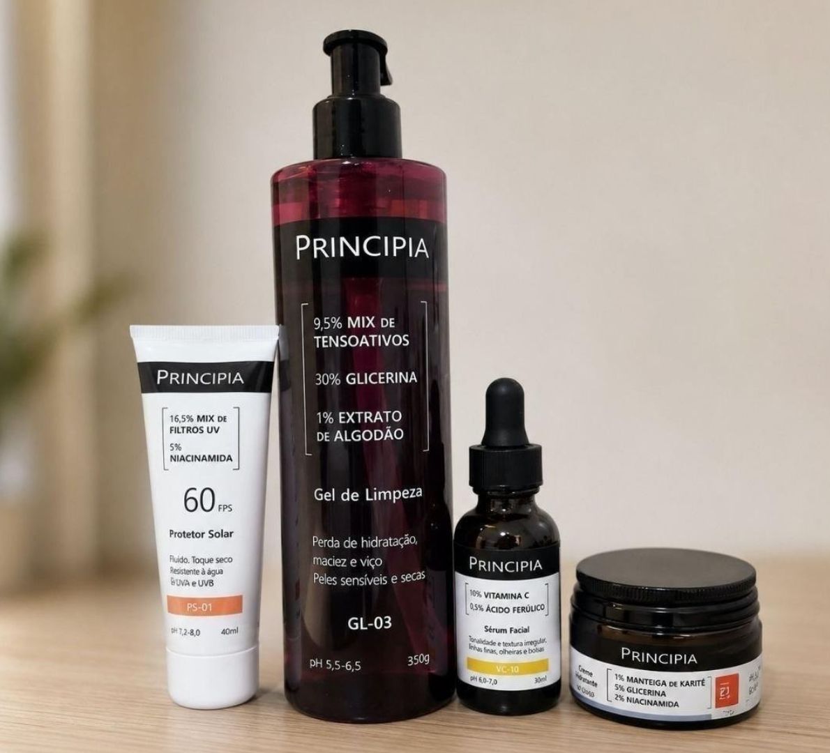 🧴 Kit Essencial Principia Peles Sensíveis: Gel de Limpeza GL-03, Creme Hidratante CH-01, Sérum...