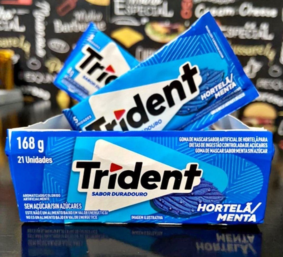 🍬 Chiclete Trident Hortelã/Menta Sem Açúcar - Caixa c/ 21 unidades