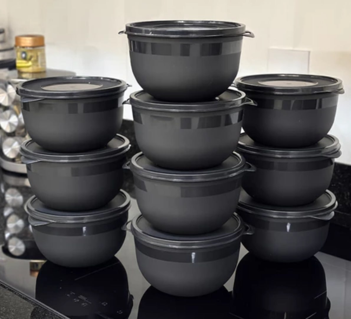 ✅ Kit 10 Potes Bowl 1300ml Plástico c/ Tampa