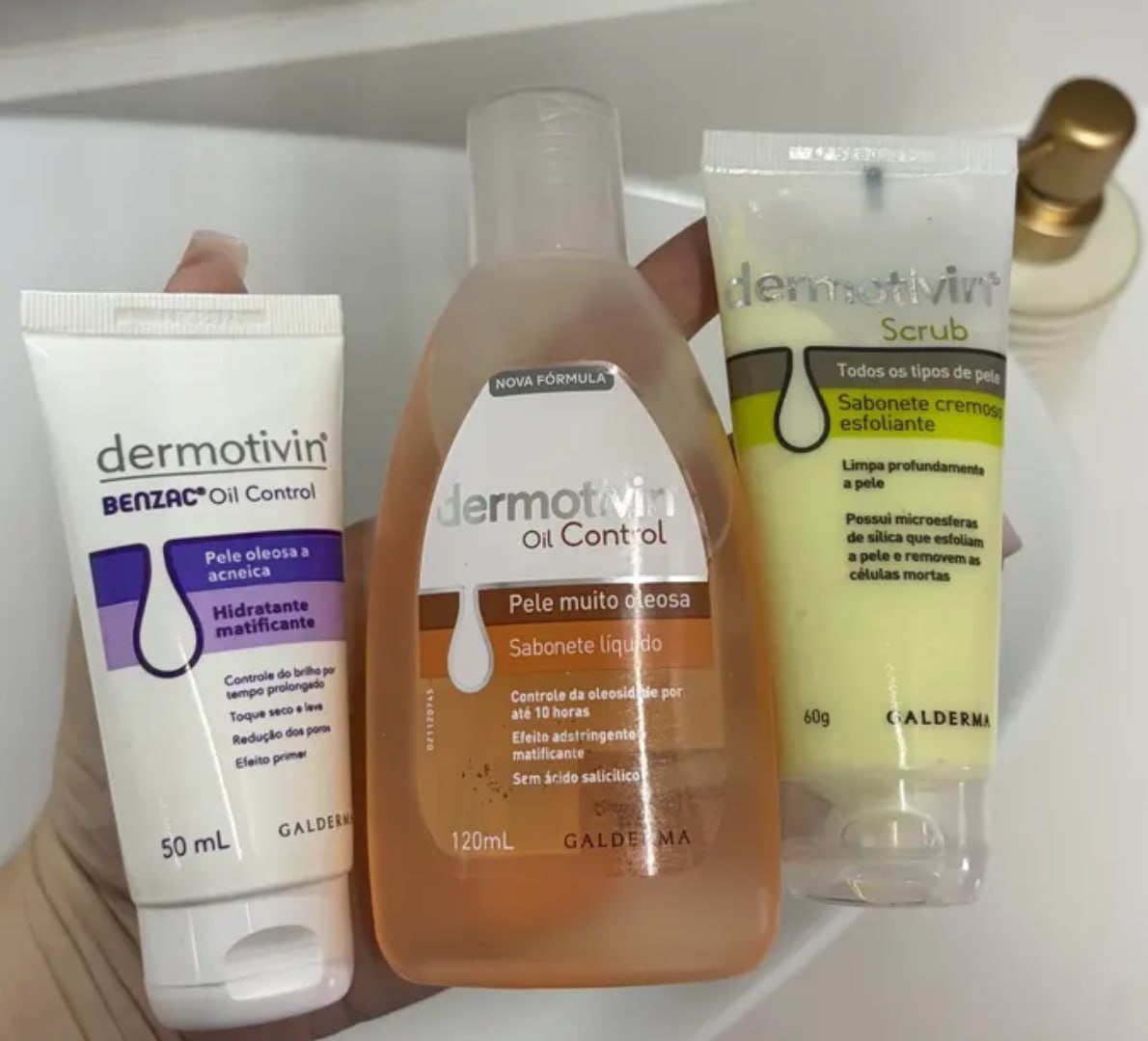 🧴 Kit Dermotivin Xô Oleosidade (Sabonete 120ml + Esfoliante 60g + Hidratante 50ml)