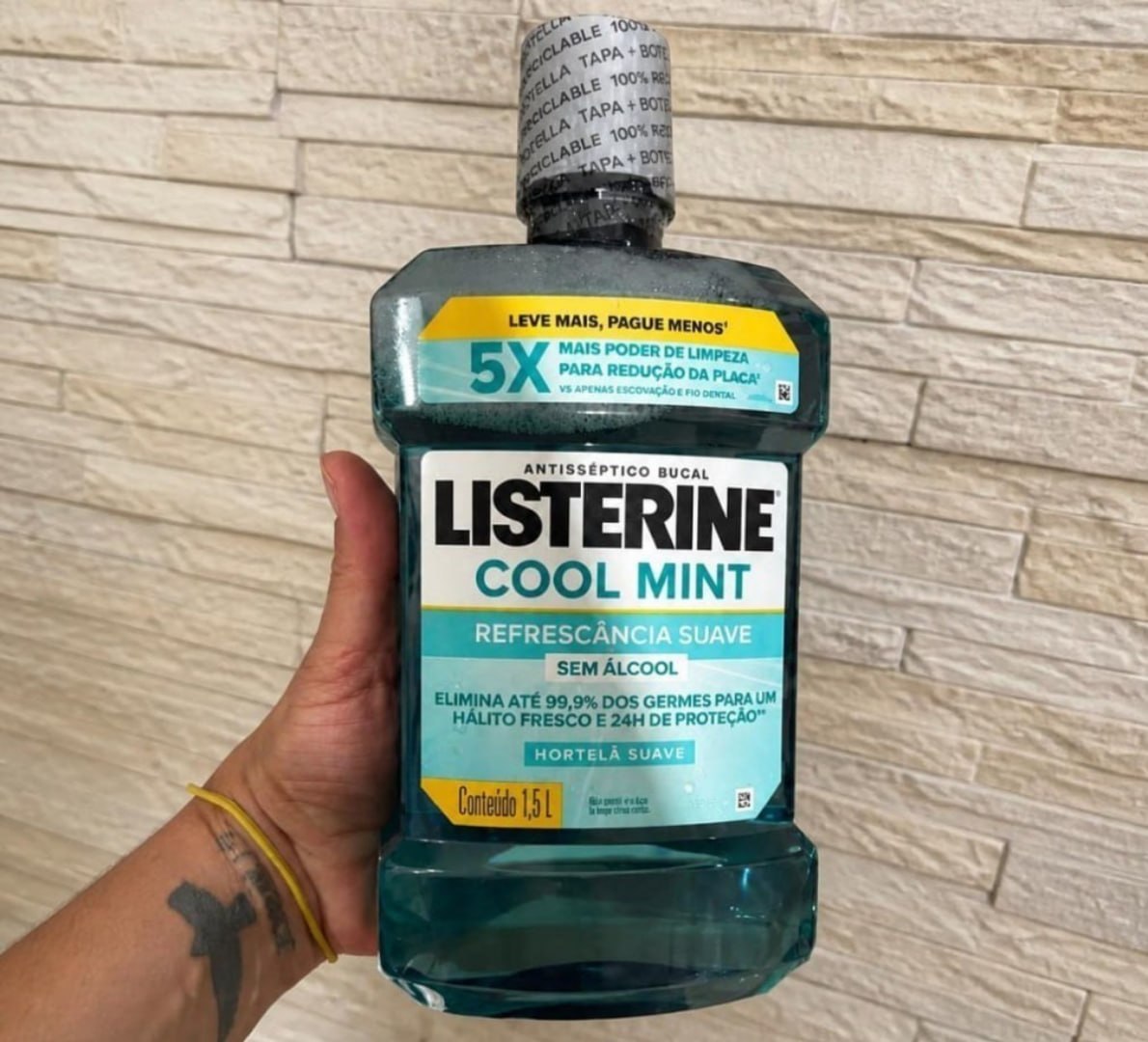 🦷 Enxaguante Bucal Listerine Cool Mint, Sem Álcool, 1,5L