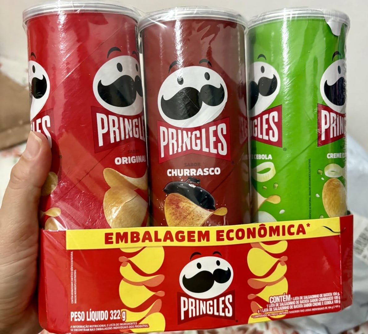 🥔 Pringles Pack Salgadinho de Batata Frita 3 Sabores