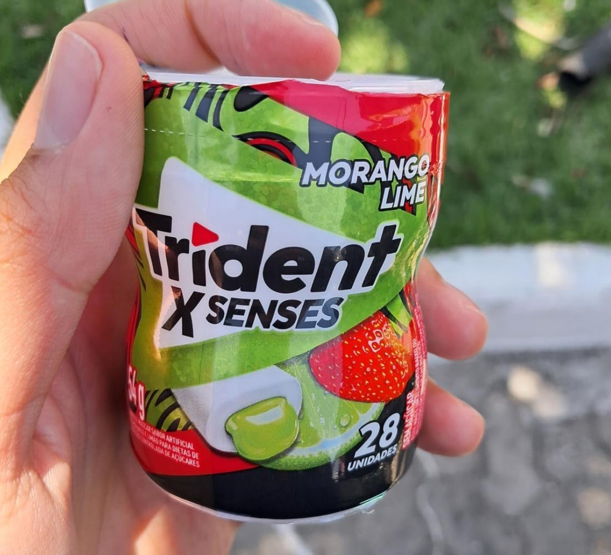 🍬 Chiclete Trident XSenses Morango Lime Sem Açúcar - 6 unidades