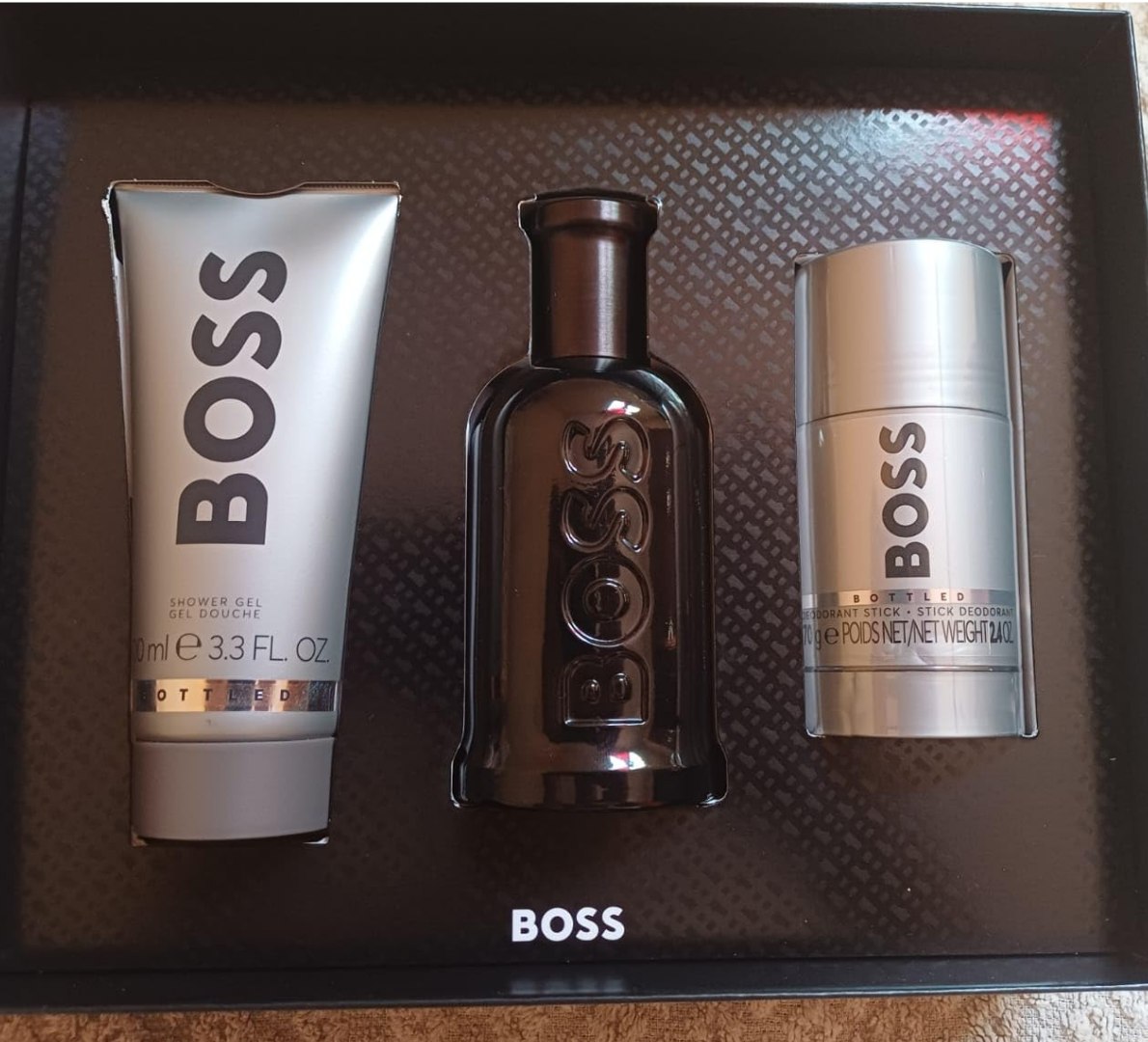 ✅ Kit Perfume Masculino Hugo Boss Bottled Parfum Amadeirado Âmbar (3 Itens)