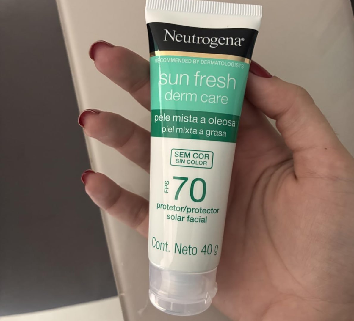☀️ Protetor Solar Facial Neutrogena Sun Fresh Derm, Sem Cor, FPS 70, 40g