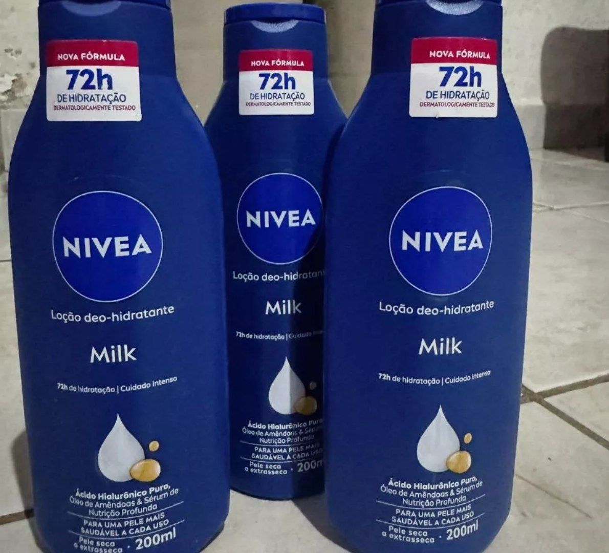 🧴 Loção NIVEA Hidratante Milk Pele Seca a Extrasseca 200ml - 3 unidades