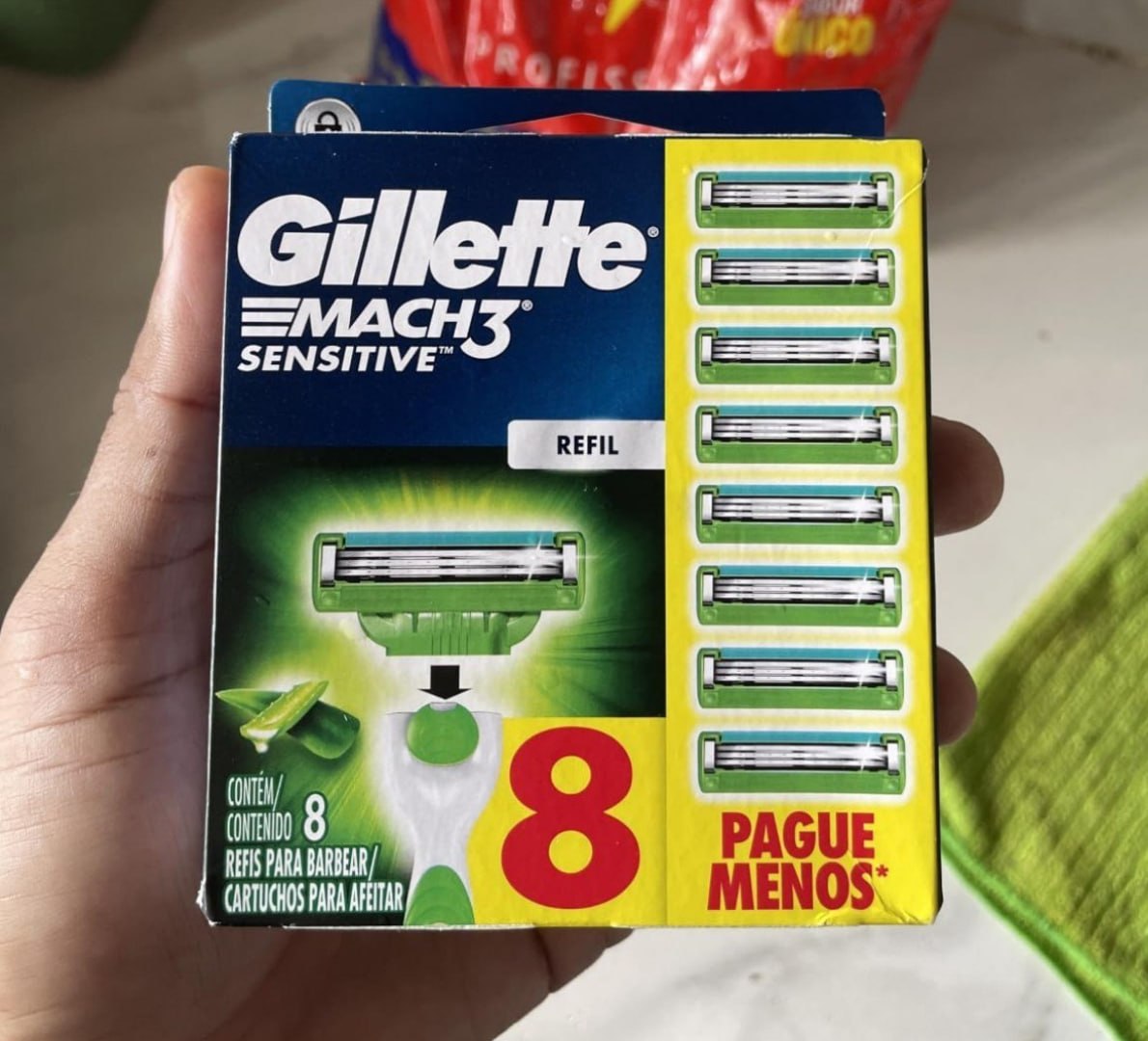 🪒 Gillette Mach3 Sensitive Carga Aparelho de Barbear com Aloe - 8 Unidades
