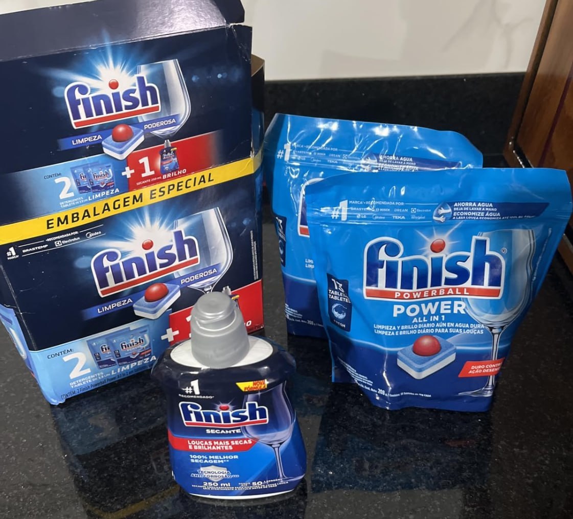 🫧 Kit 2 Detergentes Lava-Louças Finish Powerball 13 tabs + 1 Finish Secante 250ml
