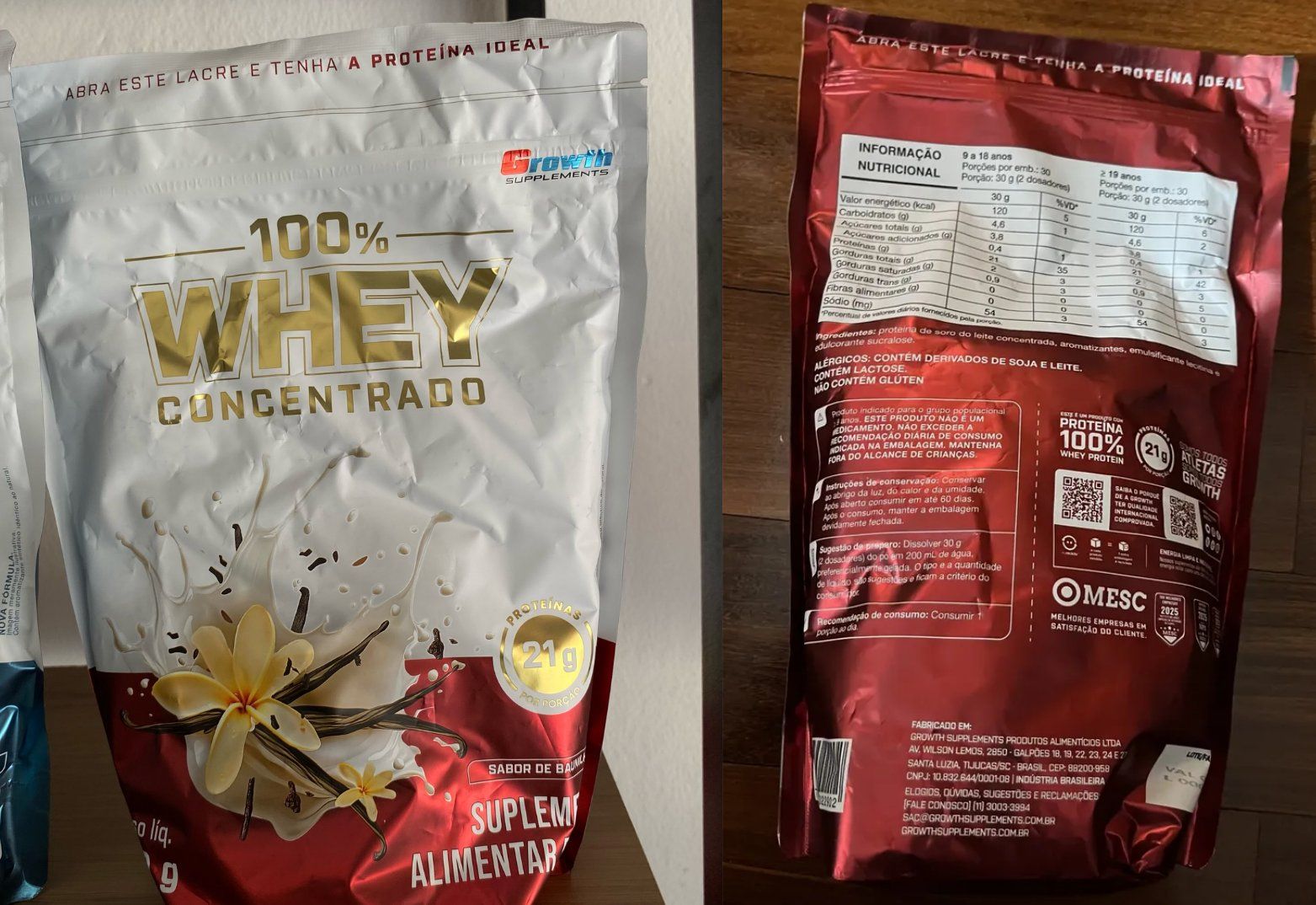 💪 Whey 100% Concentrado Growth Supplements 900g Baunilha
