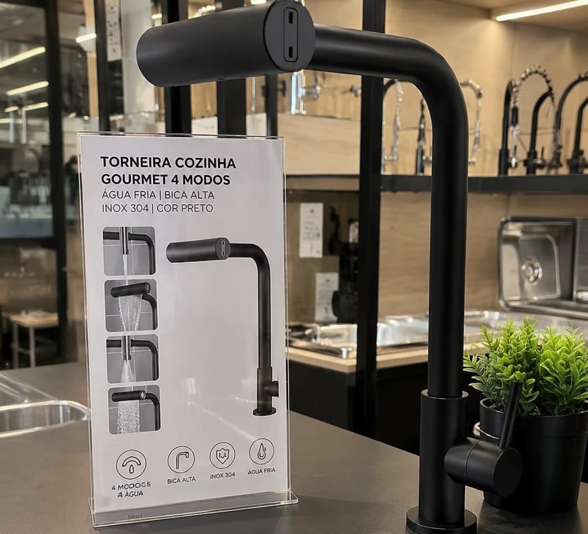 🚿 Torneira Bancada Inox Gourmet 4 Modos De Água Estilo Cascata
