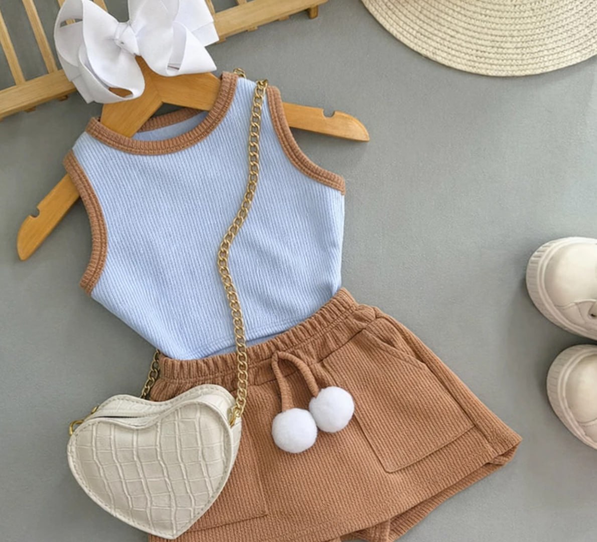 👩 Conjunto Infantil Regata Ribana e Short Saia Ana ruga