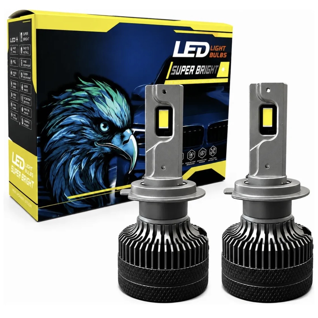 š„ Par lĆ¢mpada de Led 60.000 Lumens alta performance 12v/24v encaixes H1 H4 H7 H11 HB4 HB3
